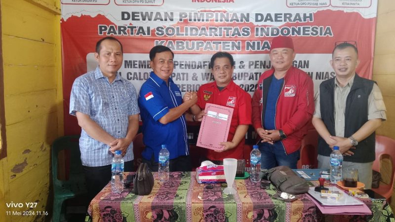 Baik dan Peduli dengan&nbsp; Masyarakat! Alinuru Laoli Mendaftar di DPD PSI Kab Nias Sebagai Bacakada Periode 2024-2029