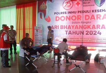 Donor Darah Hari Bhayangkara yang Ke 78 Polres Inhu Kumpulkan 45 Kantong Darah