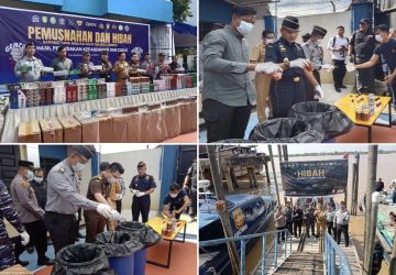 Bea Cukai Tembilahan Musnahkan Barang Ilegal dan Hibahkan Speedboat kepada Dua Desa
