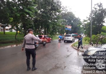 Gerak Cepat, Bhabinkamtibmas Polsek Sekupang Bersama Warga Evakuasi Pohon Tumbang.