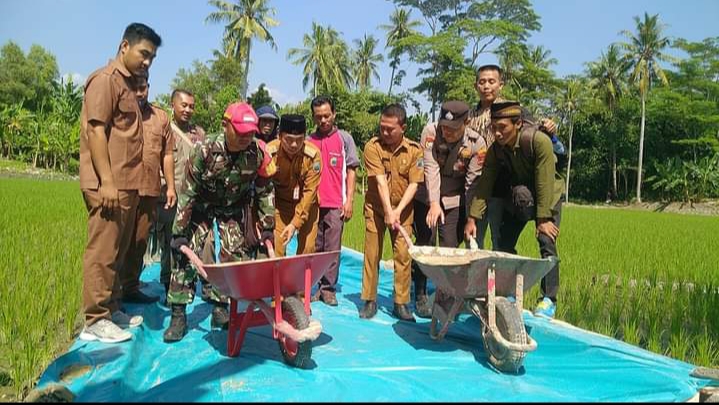 Permudah Akses Para Petani, Pemdes Taman Sari Cor Beton Jalan Usaha Tani