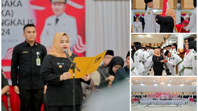 Bupati Kasmarni Resmi Kukuhkan 75 Anggota Pasukan Paskibraka Bengkalis Tahun 2024