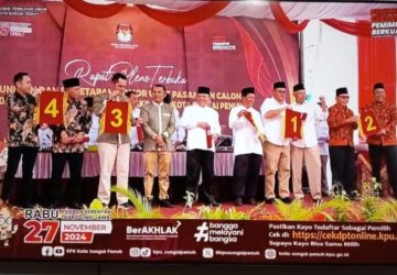 Rapat Pleno Terbuka Pengundian dan Penetapan Nomor Urut Paslon Walikota dan Wakil Walikota Sungai Penuh Tahun 2024