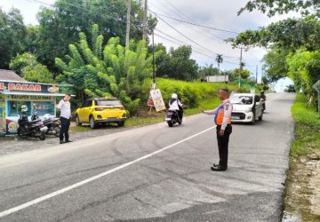 Dishub Kampar Turunkan 5 Personil Amankan Lalu Lintas Pada Simulasi Pemungutan dan Perhitungan Suara KPU