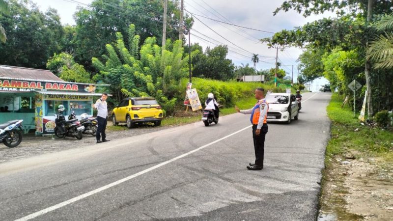 Dishub Kampar Turunkan 5 Personil Amankan Lalu Lintas Pada Simulasi Pemungutan dan Perhitungan Suara KPU