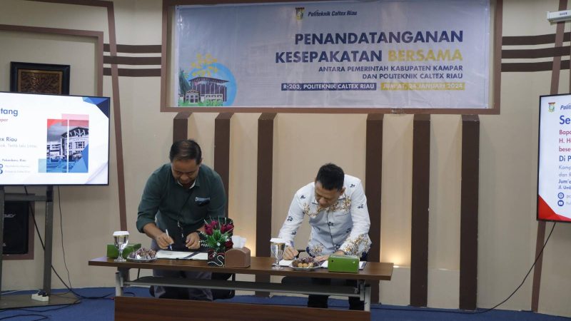Pemkab Kampar Kembangkan SDM, Pj Bupati Kampar Bersama Politeknik Caltex Riau sepakat MoU