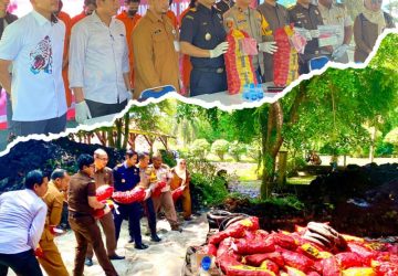 Polres Bengkalis Pemusnahan BB 2.250 Karung Bawang Merah Dan Ratusan Ban Bekas Ilegal dari Luar Negeri