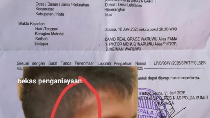 David Real Grace Waruwu dan Keluarga Minta Kapolres Nias Agar Terduga Pelaku Penganiayaan Segera di Tangkap