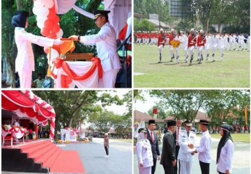 Detik-detik Pengibaran Bendera HUT RI Ke-80 Kabupaten Kampar Berjalan Lancar dan Tertib
