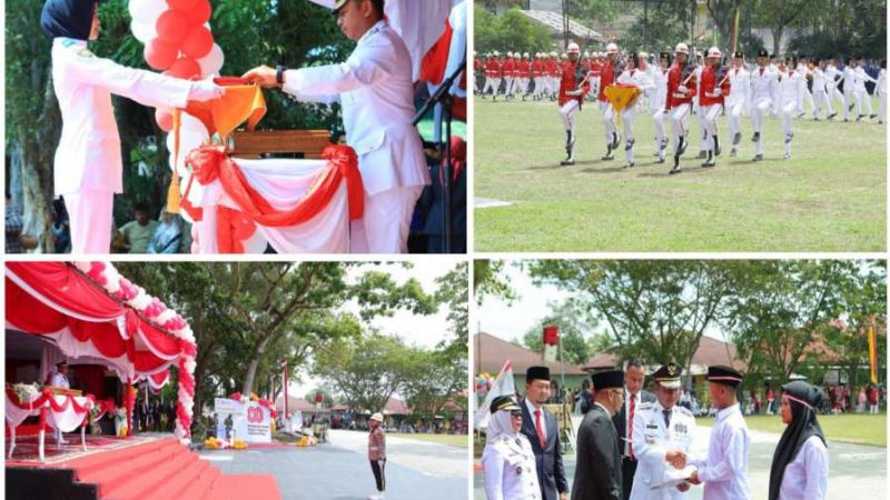 Detik-detik Pengibaran Bendera HUT RI Ke-80 Kabupaten Kampar Berjalan Lancar dan Tertib