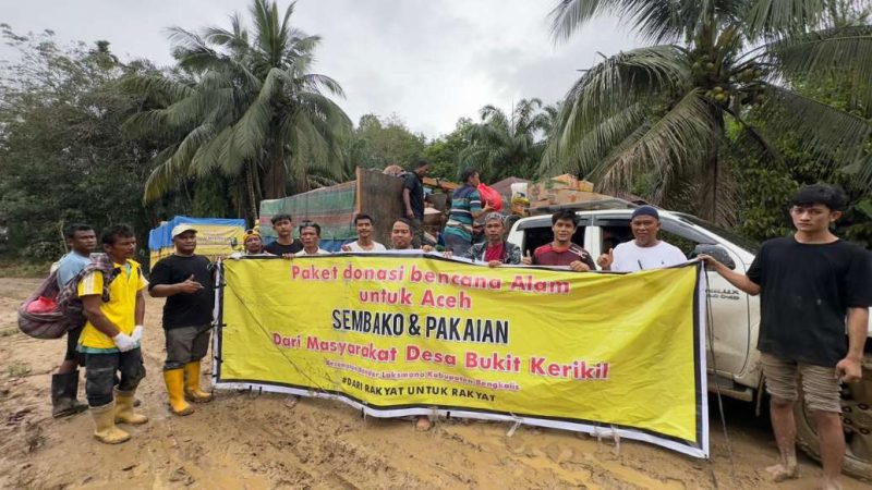 Disupport Anggota DPRD Bengkalis, Tim Relawan Desa Bukit Kerikil Salurkan Bantuan Ke Aceh Tamiang
