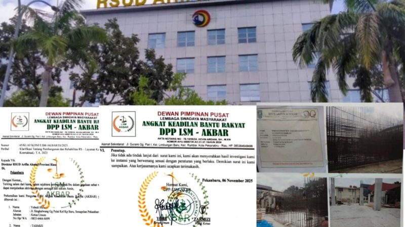 Dituding Abaikan Transparansi, RSUD Arifin Ahmad Pekanbaru Tak Respons Surat Klarifikasi LSM AKBAR soal Proyek Kanker 2023