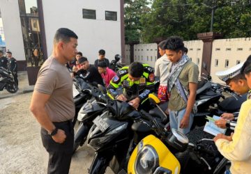 Laga Balap Liar Dibubarkan, Polres Inhil Amankan 14 Motor di Jalan Telaga Biru