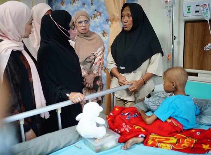 Kunjungan Kemanusiaan, Plt Ketua TP PKK dan Ketua DWP Riau Jenguk Anak Gizi Buruk di RSUD Arifin Achmad