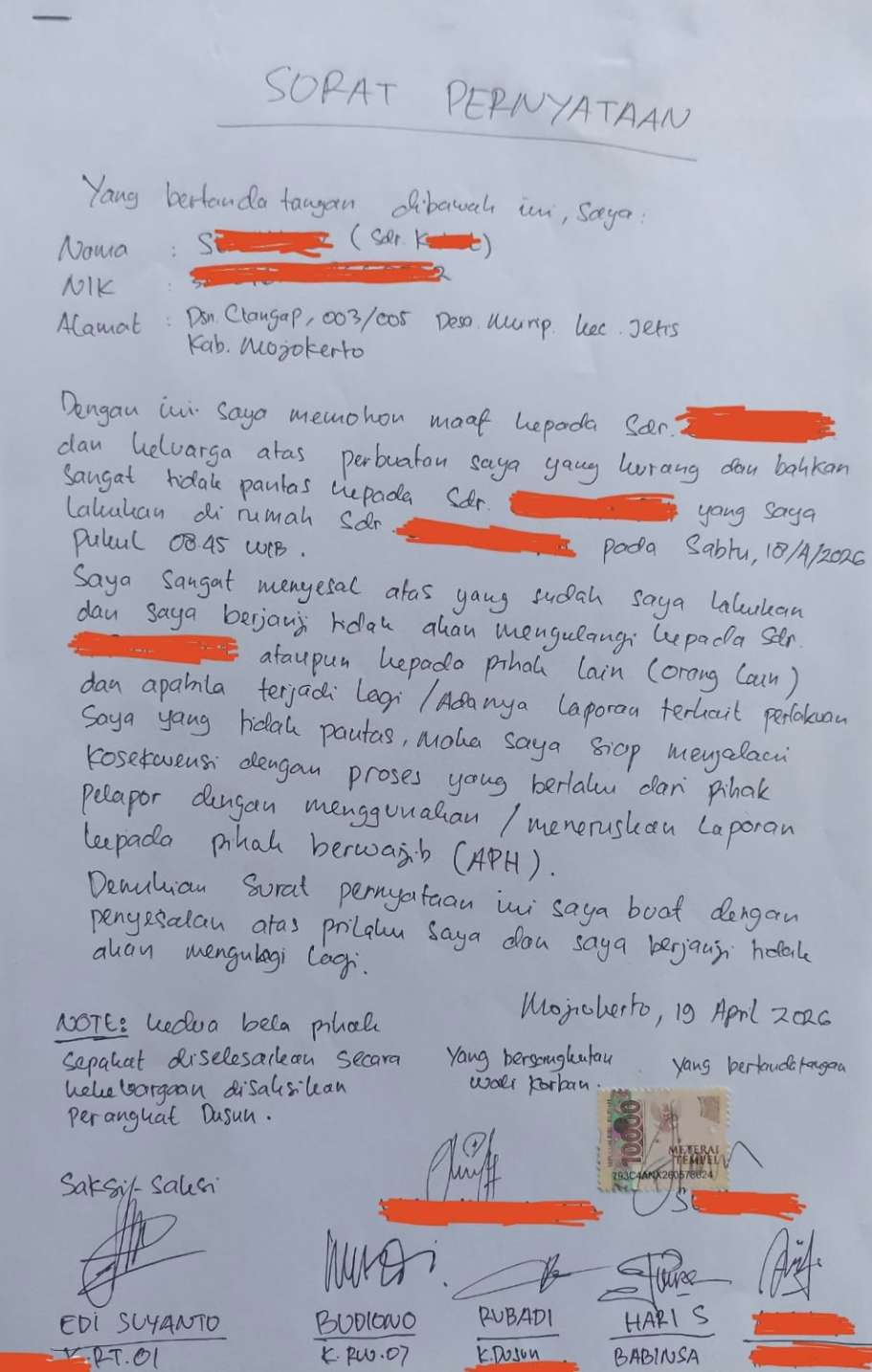 Kades di Mojokerto Sebut Kasus Pelecehan Seksual Terhadap Anak Bisa Selesai Jika Tak Ada Tuntutan Korban