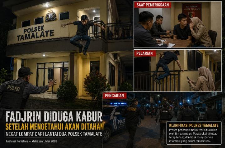 Manfaatkan Celah Pengawasan, Terduga Pelaku Kejahatan Kabur Lompat dari Lantai Dua Polsek Tamalate