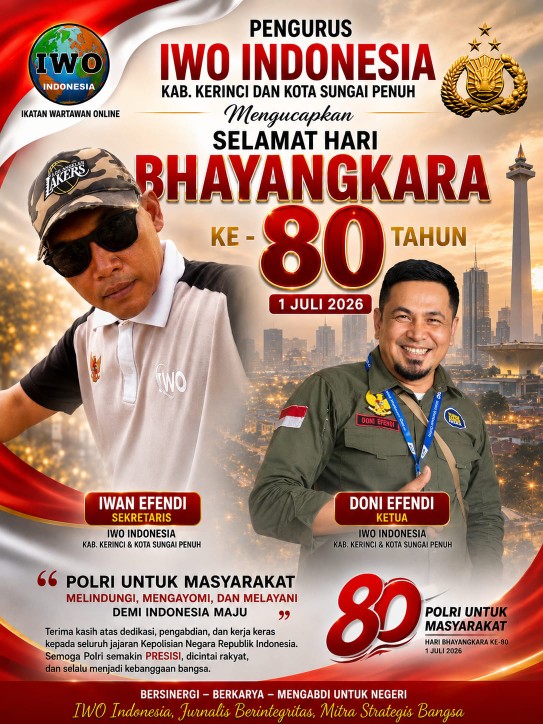HUT Bhayangkara ke-80: DPD IWOI Sungai Penuh–Kerinci Ucapkan Selamat dan Puji Kinerja Polri