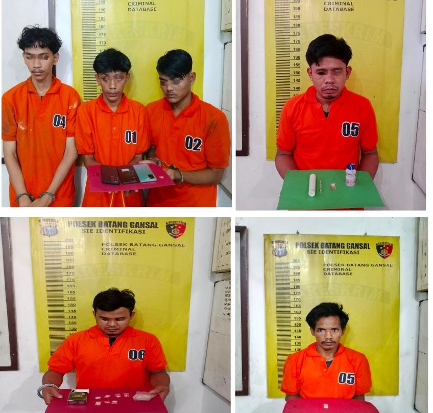 Kurang Dari 24 Jam, Polsek Batang Gansal Ringkus 6 Penjahat Narkotika di Inhu