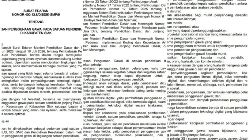 Batasi Gawai di Sekolah, Bupati Siak Afni Z Terbitkan SE Cegah Dampak Negatif Digital pada Siswa