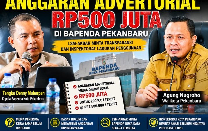 LSM-AKBAR Pertanyakan Transparansi Anggaran Advertorial Rp500 Juta di Bapenda Pekanbaru