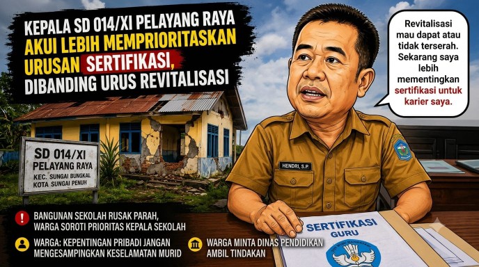 Kepala SD 014/XI Pelayang Raya Akui Lebih Prioritaskan Sertifikasi Dibanding Revitalisasi Sekolah