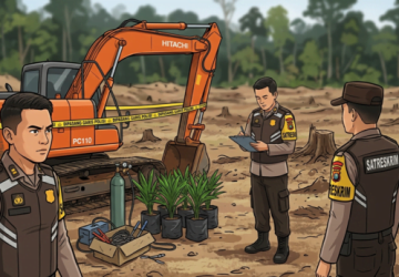 Modus Buka Kebun Sawit Ilegal, Perambah Hutan di Bengkalis Ditangkap Bersama Alat Berat