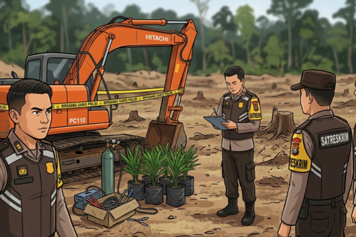 Modus Buka Kebun Sawit Ilegal, Perambah Hutan di Bengkalis Ditangkap Bersama Alat Berat