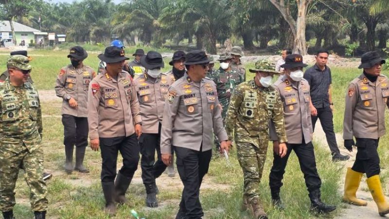 Pangdam XIX/Tuanku Tambusai dan Kapolda Riau Tinjau Langsung Penanganan Karhutla di Inhu