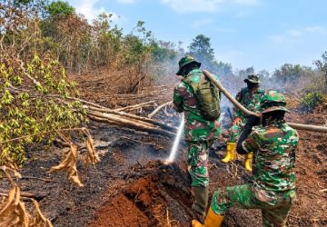 Kodam XIX/Tuanku Tambusai Terus Kejar Pendinginan Karhutla di Inhu, Pulau Jum’at Masih Berasap