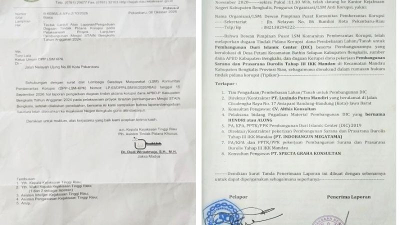 Kejati Riau Limpahkan Kasus Dugaan Korupsi Masjid STAIN Bengkalis ke Kejari Bengkalis