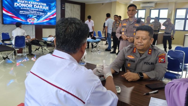 75 Tahun Humas Polri Mengabdi, Polres Inhu Gelar Bakti Kesehatan Donor Darah